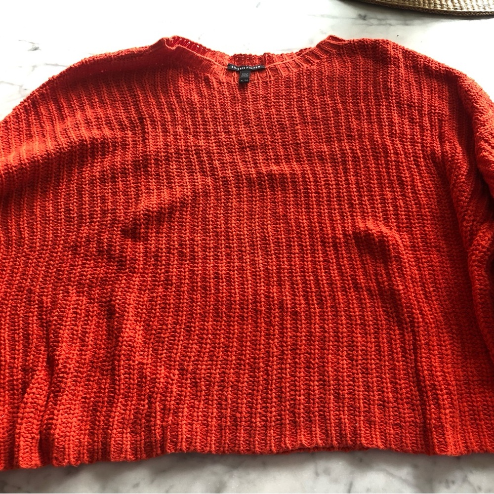 Eileen Fisher Vibrant Orange Crew Neck Sweater